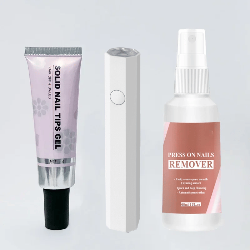 Press-On Nail Adhesive Kit with UV Lamp & Remover – Complete Salon Manicure System for Home Use | Thomler