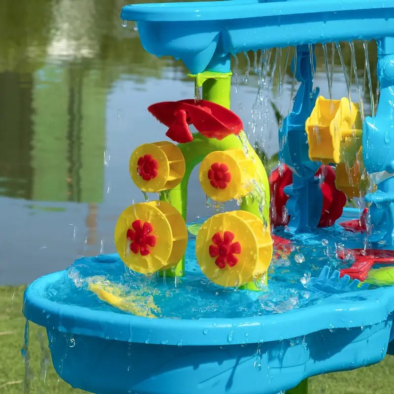 Kids' Outdoor Sand & Water Activity Station with 15 Play Tools – Multi-Level Sensory Table for Toddlers & Preschoolers | Thomler
