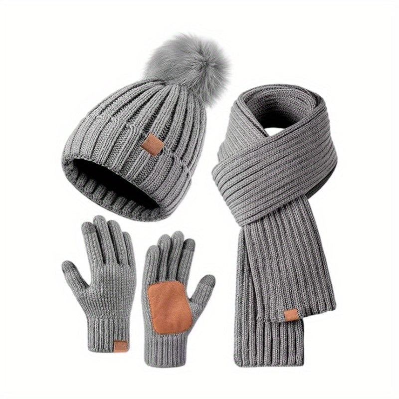 Winter Accessories Set with Beanie, Scarf & Touchscreen Gloves – Coordinated Cold Weather Gear for Women Men & Teens – Soft Fleece Knit | Thomler