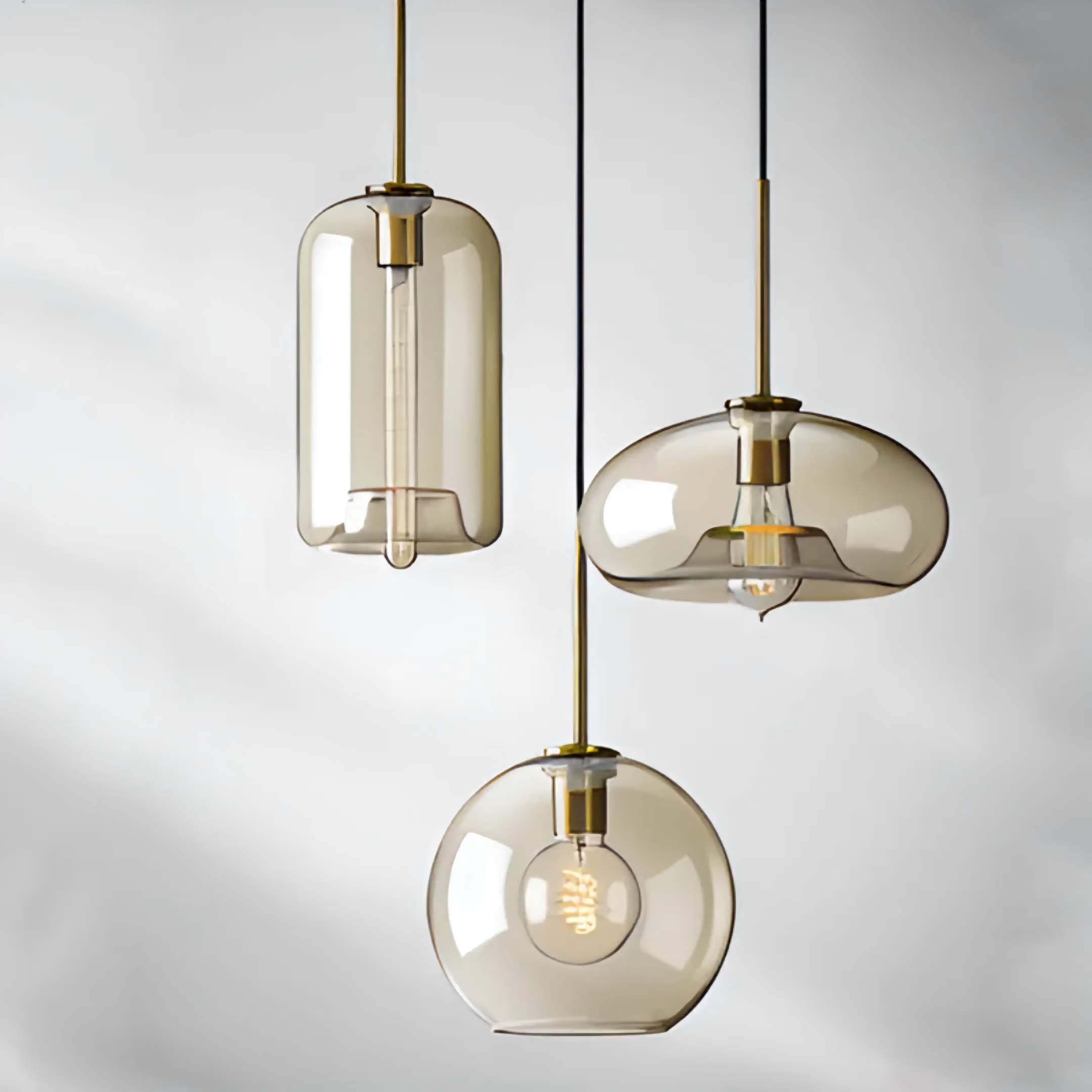 Pendant Light Glass 3 Light Cognac Copper Dining Room Kitchen Island Hanging Ceiling Fixture Modern | Thomler