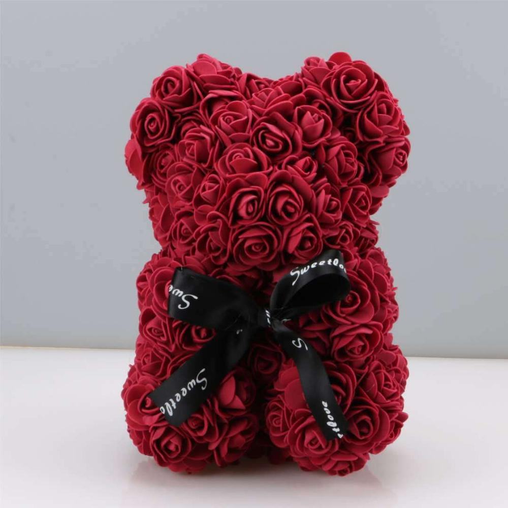Foam Rose Bear Gift for Valentine's Day Anniversaries Birthdays – Teddy Shaped Rose Bouquet in Red Pink White Blue for Him Her – Forever | Thomler