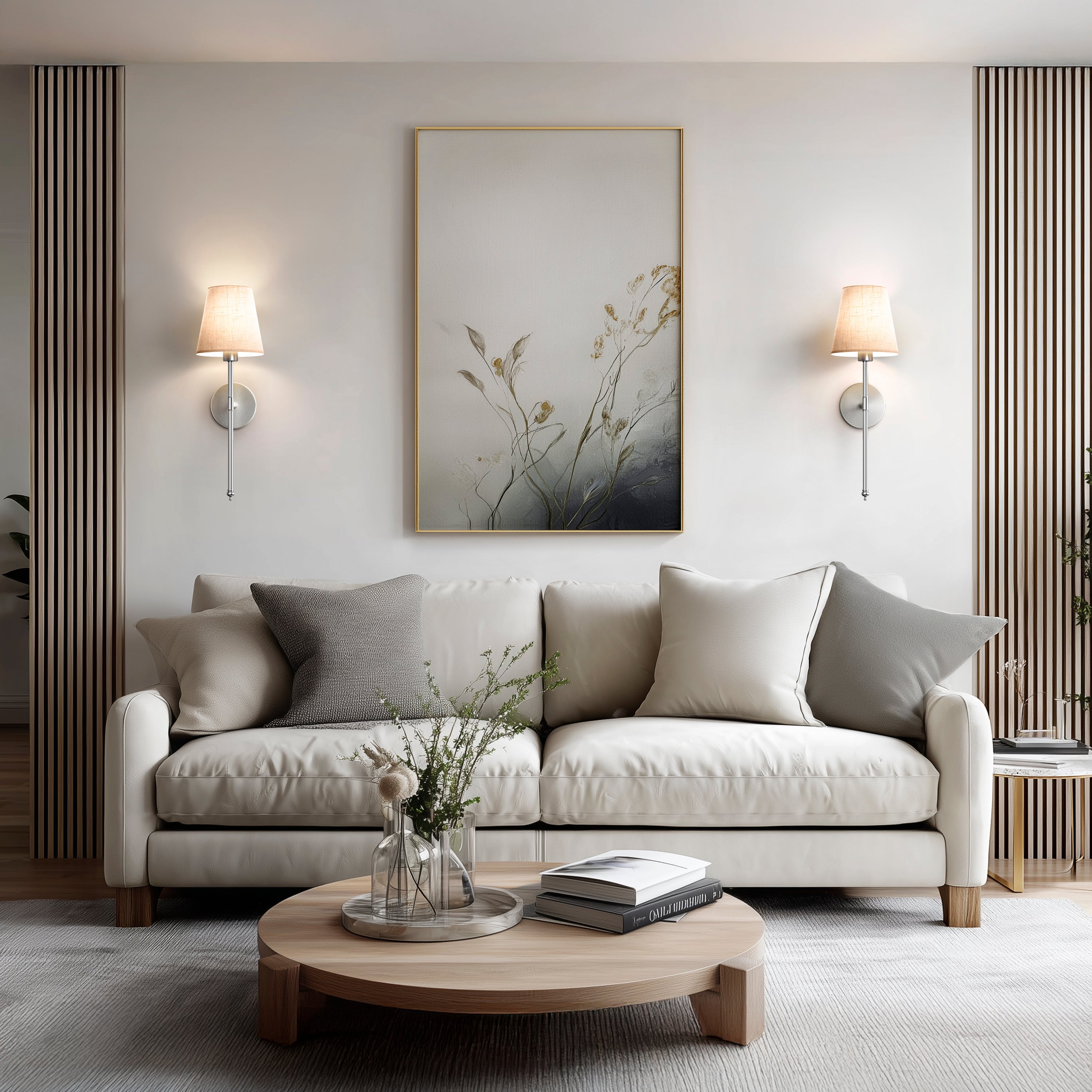 Wall Lamp Gold Linen Shade 51.5 cm Wireless Bedroom Living Room Dimmable RGB Remote Control Sconce Set Of 2 | Thomler