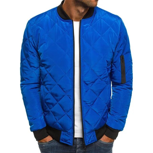 Men's Padded Bomber Jacket with Textured Diamond Stitching & Ribbed Trim for Everyday Wear, Layering & Cold Weather | Thomler