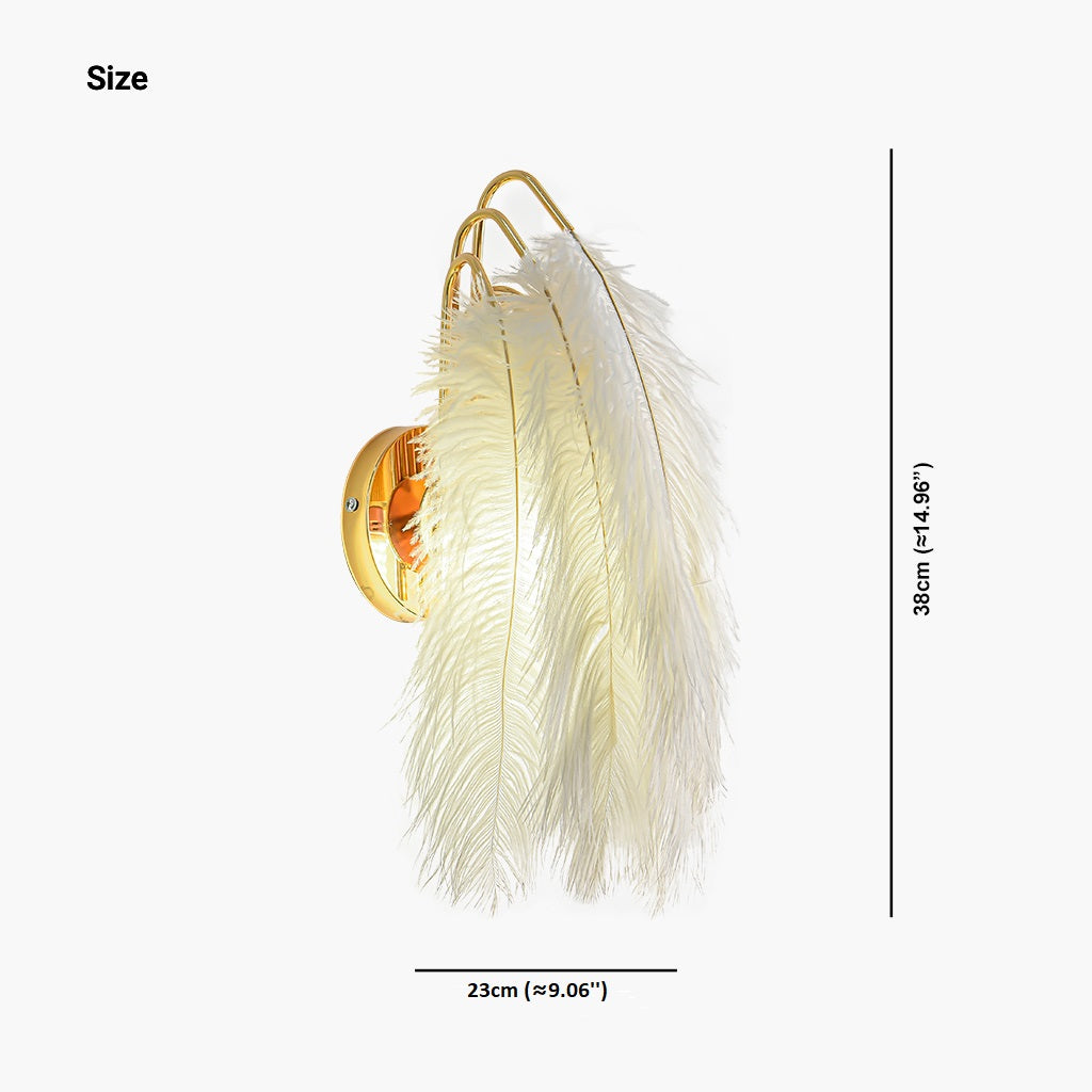 Wall Lamp Ostrich Feather 9.1 in White Bedroom Living Room Decorative Soft Light Fixture Modern Nordic Minimalist Lighting | Thomler