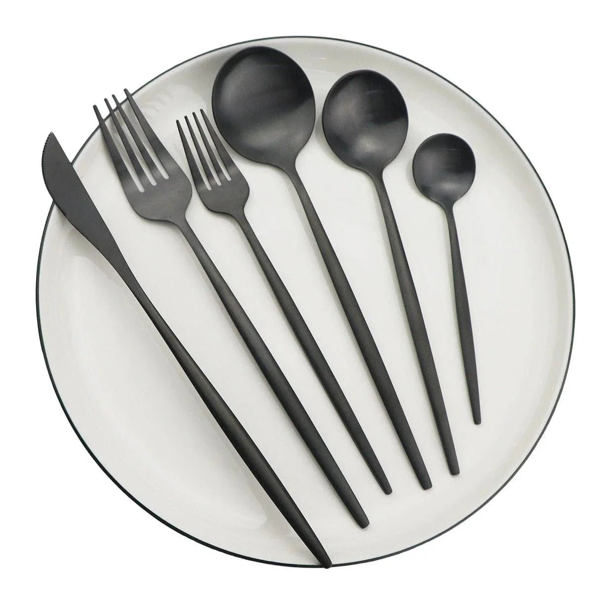 Stainless Steel Flatware Service for 6 – Matte Finish 30-Piece Dinner Silverware Collection for Everyday Dining & Hosting | Thomler