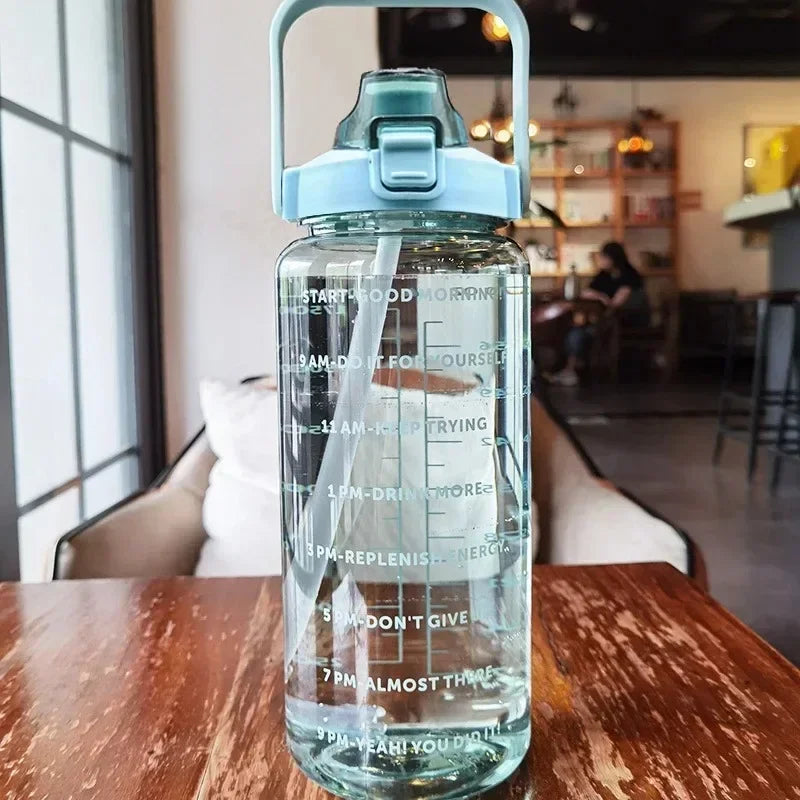Half-Gallon Water Jug with Built-In Straw and Hourly Hydration Tracker for Gym, Office & Travel | Thomler
