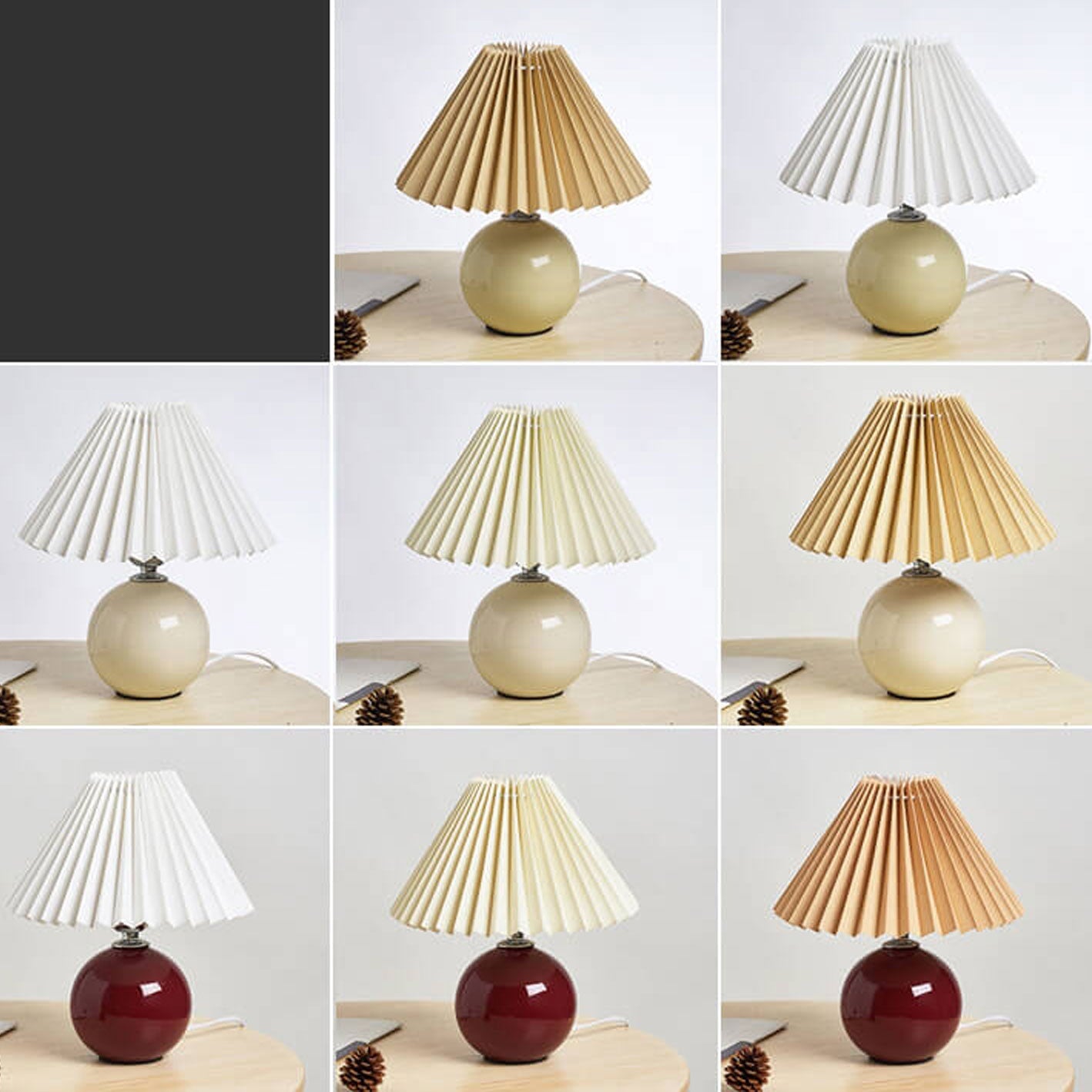 Table Lamp Ceramic 11 in x 9.5 in Modern Bedside Living Room Study LED E26 Fabric Shade | Thomler