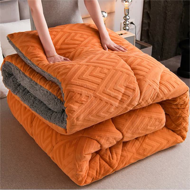 Sherpa Fleece Throw Blanket Quilted Winter Bedspread Soft Plush Heavyweight Comforter for Bed Couch Sofa Twin Full Queen King | Thomler