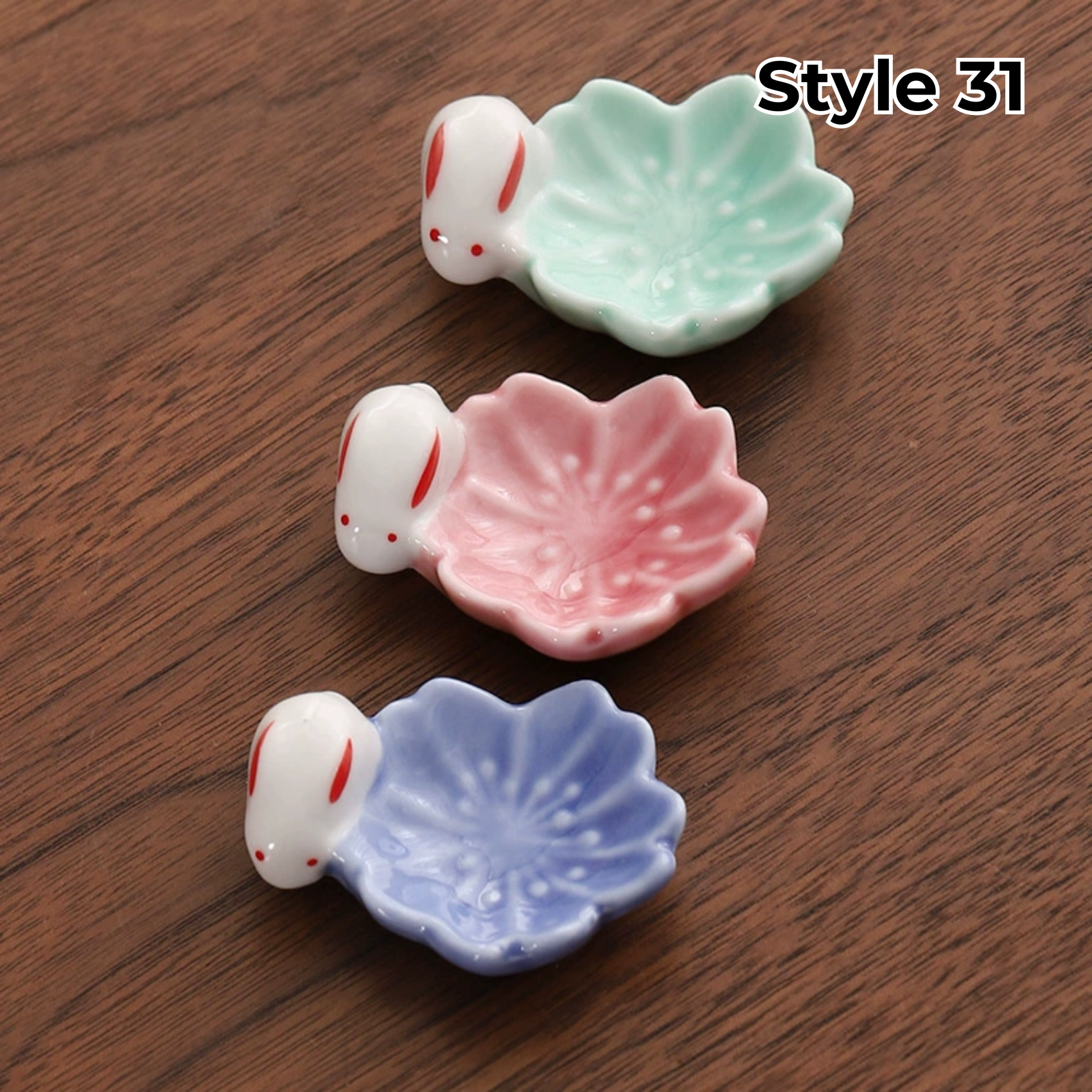Porcelain Utensil Holders with Animal and Fruit Designs for Asian Dining – Set of 3 Decorative Tabletop Rests | Thomler