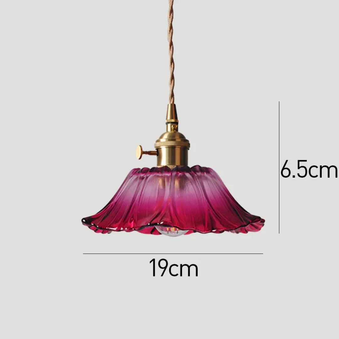 Pendant Light Ribbed Glass 28.0 cm Deep Red Dining Room Kitchen Island Hanging Ceiling Lamp Vintage E27 Adjustable Cord | Thomler