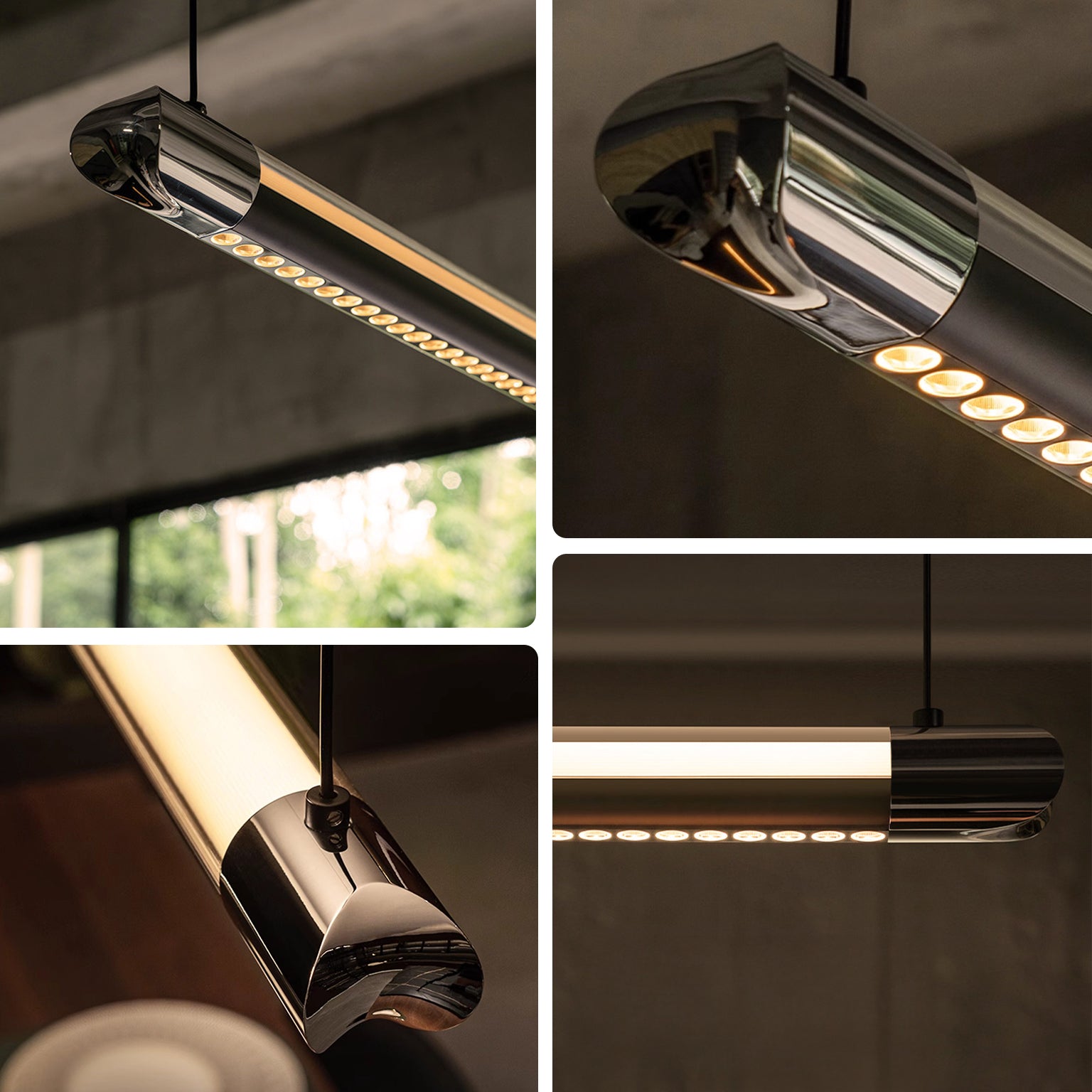 Pendant Light Metal Linear 35 in Adjustable Kitchen Dining Room LED Remote Dimmable Modern Ceiling Fixture | Thomler