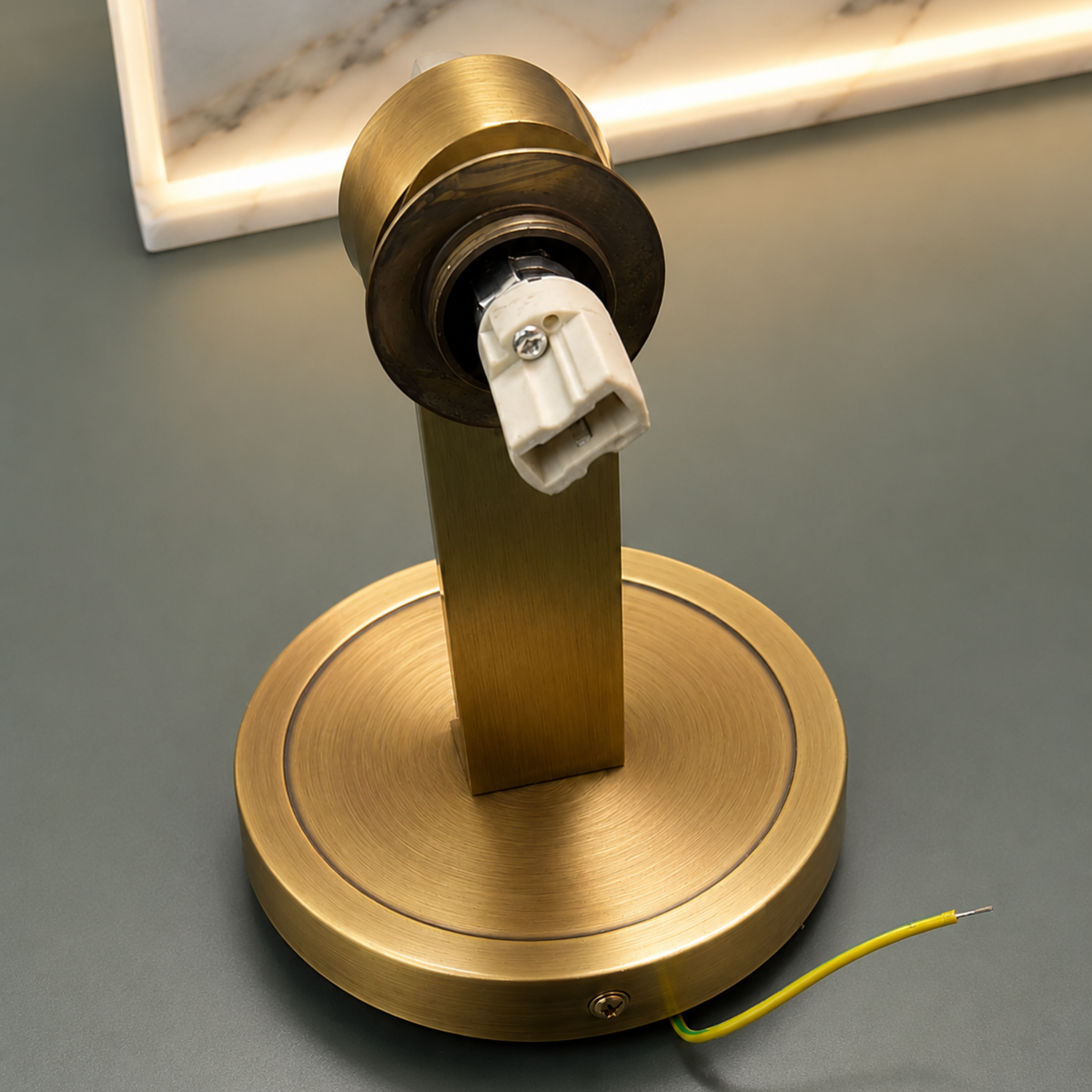 Twin Stone Globe Sconce – Polished Gold Bracket with Natural Marble Shades for Bedroom & Hallway | Thomler