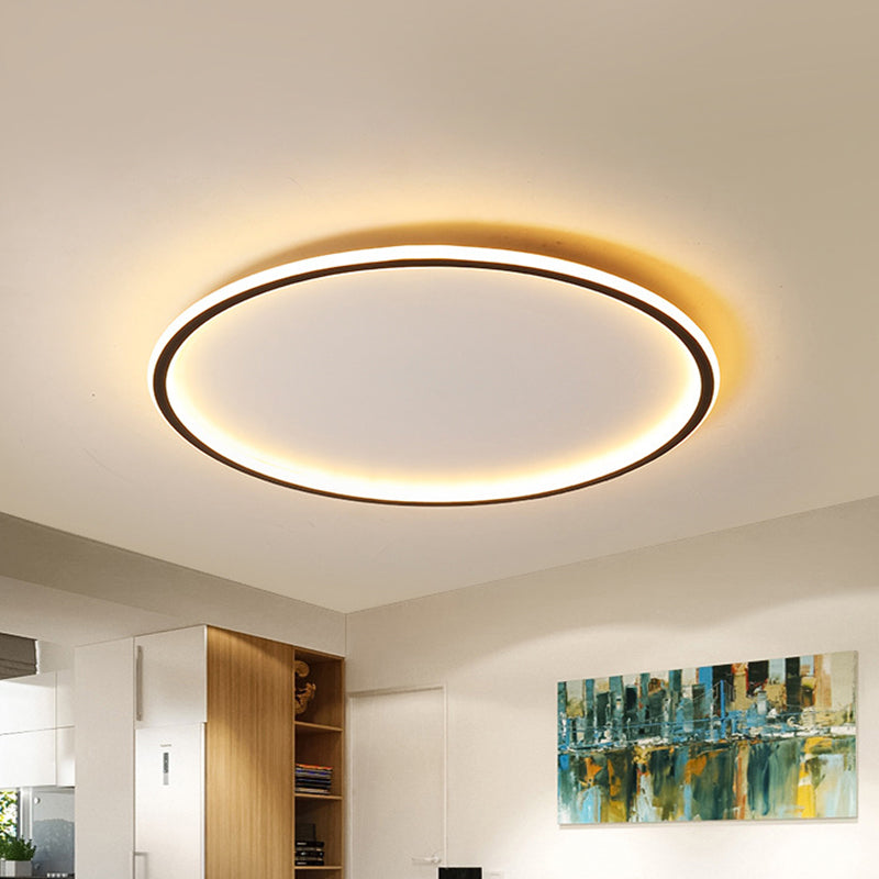 Flush Mount LED Ceiling Light 16"/20"/24" Round Low Profile Fixture Black Aluminum with Dimmable Options for Bedroom Kitchen | Thomler