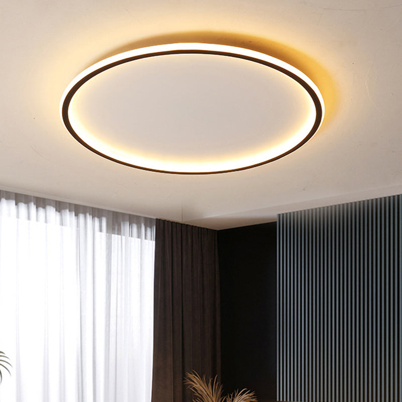 Flush Mount LED Ceiling Light 16"/20"/24" Round Low Profile Fixture Black Aluminum with Dimmable Options for Bedroom Kitchen | Thomler