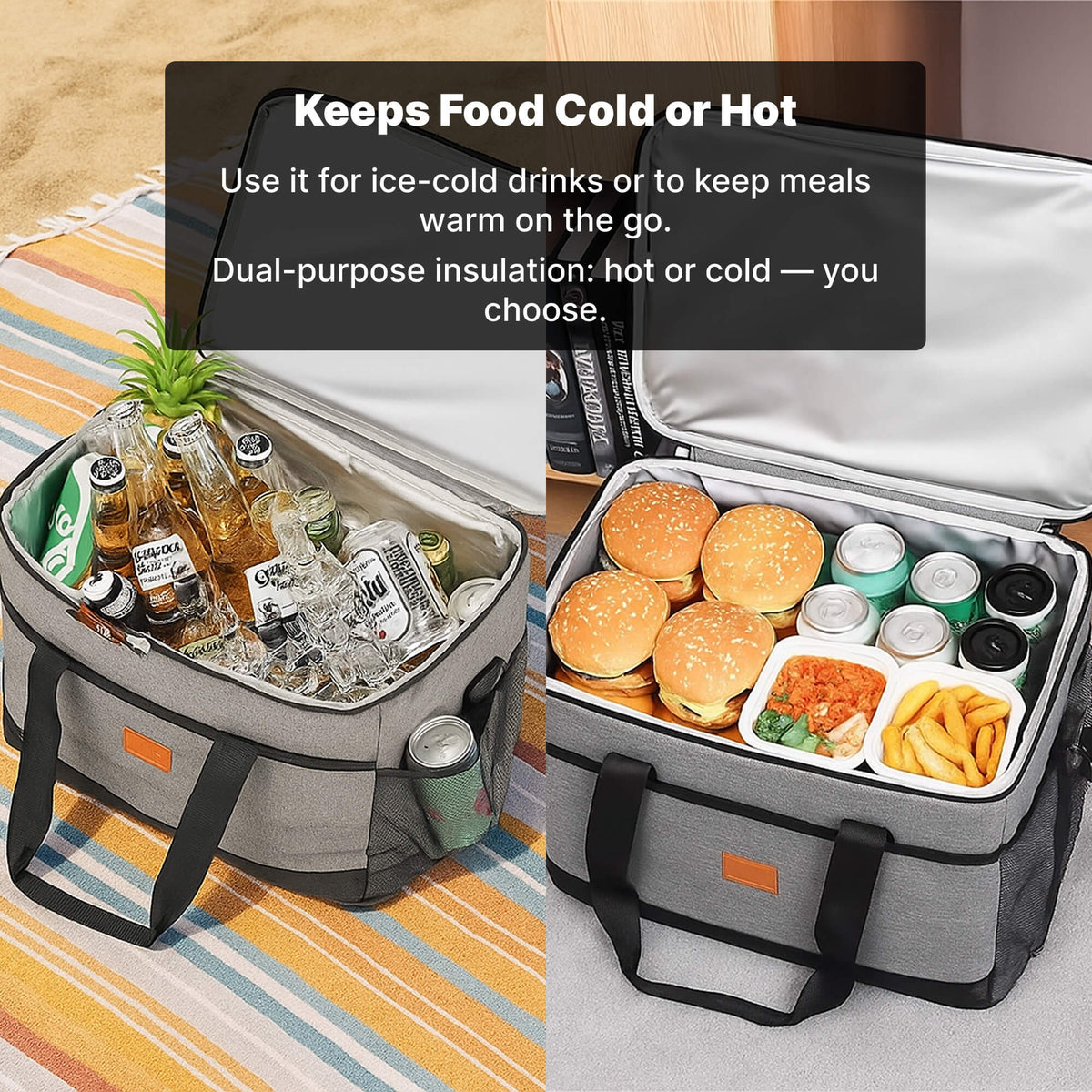 Large 33-Liter Insulated Cooler Tote with Leak-Proof Lining for Camping, Tailgating, Road Trips & Family Outings | Thomler