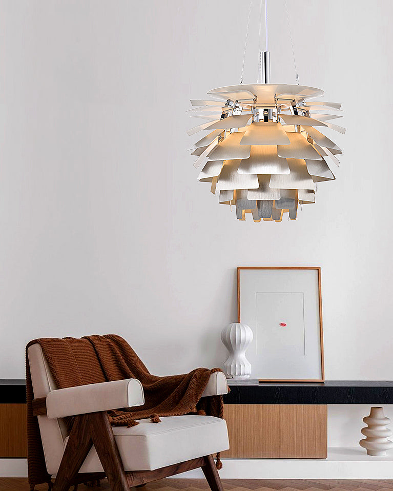 Pendant Light Metal Pinecone 20 in Adjustable Living Room Dining Area Chandelier Decorative Ceiling Fixture | Thomler