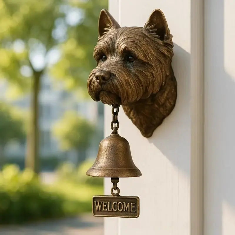 Cast Iron Dog Door Chime with Antiqued Copper Tone – Decorative Entry Bell for Porch, Front Door & Garden Gate | Thomler