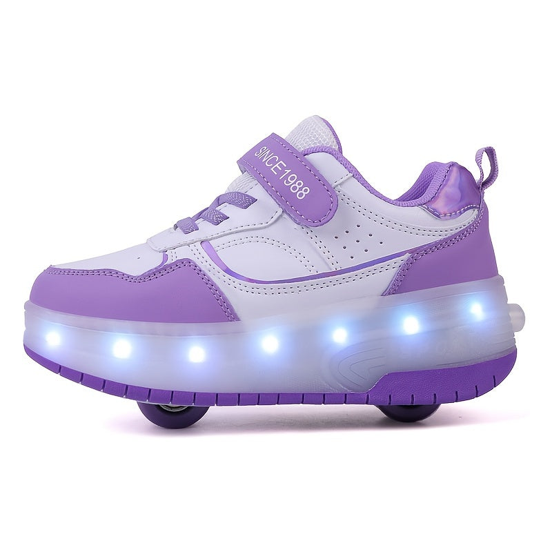 LED Light-Up Roller Skate Sneakers for Kids with Removable Wheels – USB Rechargeable Inline Shoes for Boys & Girls | Thomler