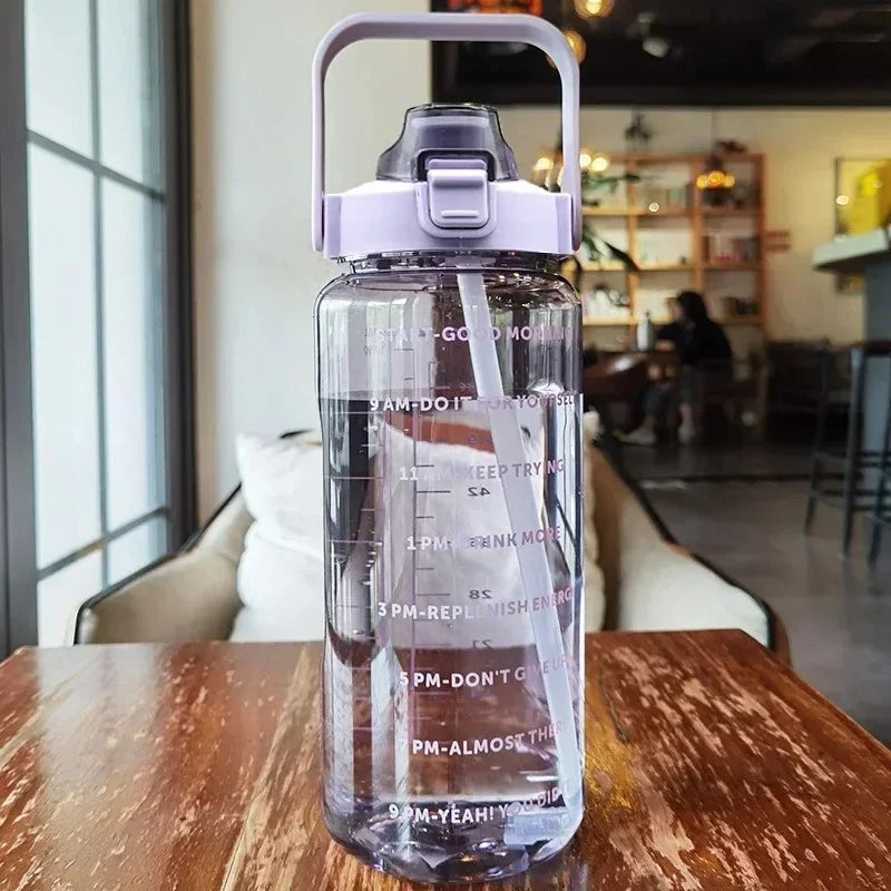 Half-Gallon Water Jug with Built-In Straw and Hourly Hydration Tracker for Gym, Office & Travel | Thomler