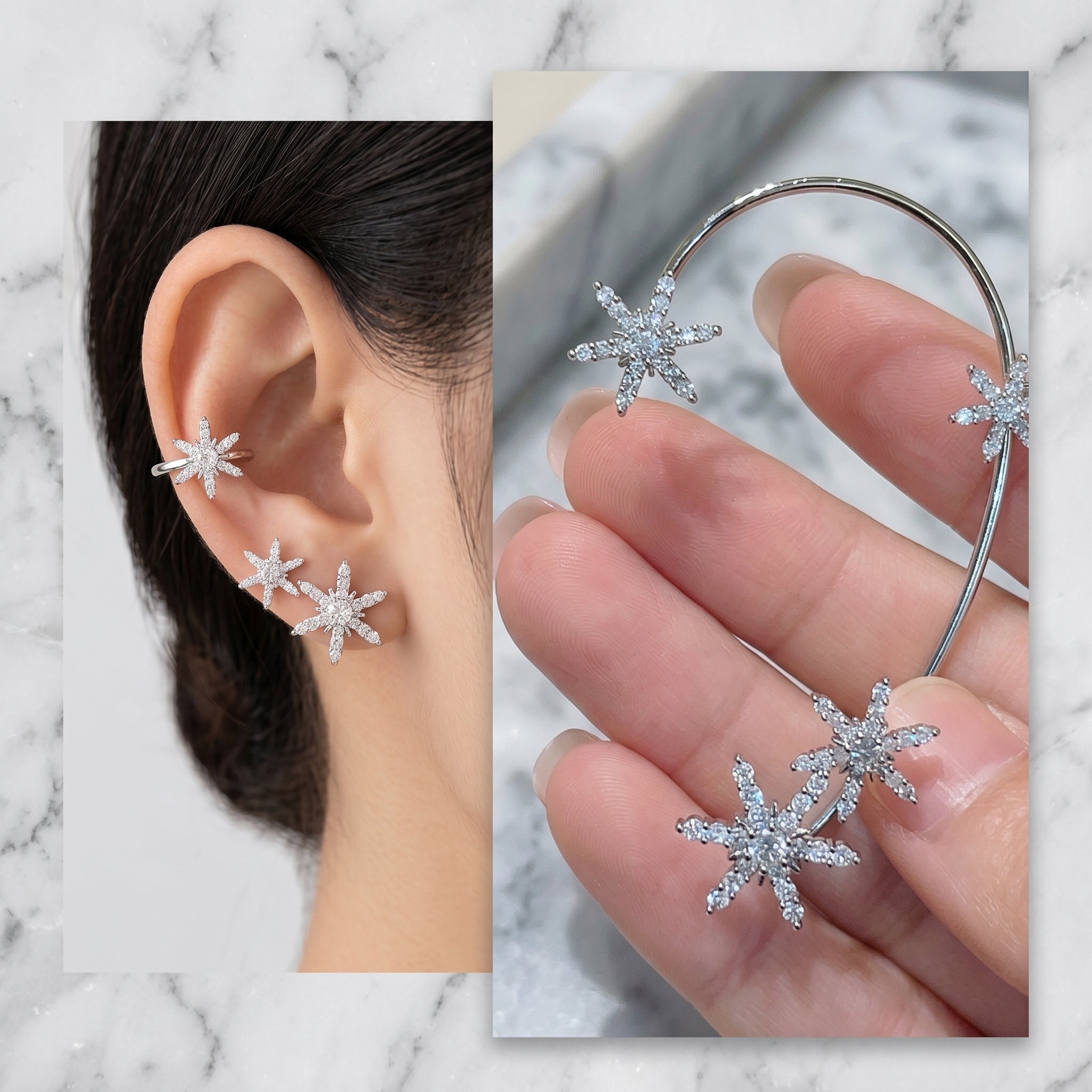 Non-Pierced Clip-On Earrings for Women Botanical Branch Design Cubic Zirconia Copper Fashion Jewelry Adjustable Fit Wedding Party Everyday W | Thomler