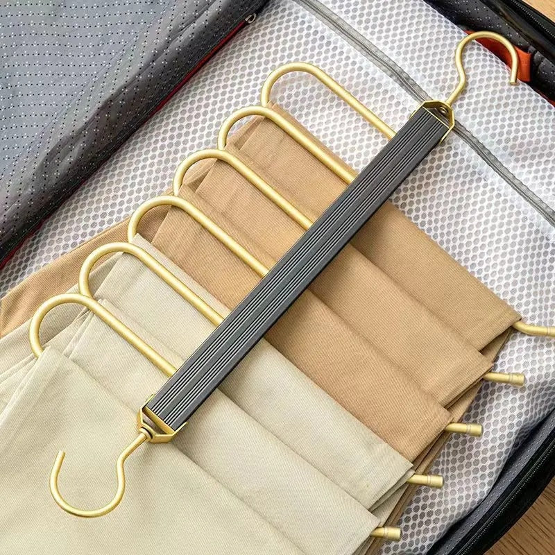 Trouser Hanger Aluminium 36.0 cm Gold 6 Tier Wardrobe Space Saving Clothes Organiser Swivel Closet Storage Rack | Thomler