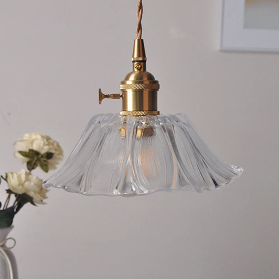 Pendant Light Ribbed Glass 28.0 cm Deep Red Dining Room Kitchen Island Hanging Ceiling Lamp Vintage E27 Adjustable Cord | Thomler