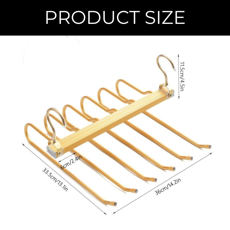Trouser Hanger Aluminium 36.0 cm Gold 6 Tier Wardrobe Space Saving Clothes Organiser Swivel Closet Storage Rack | Thomler