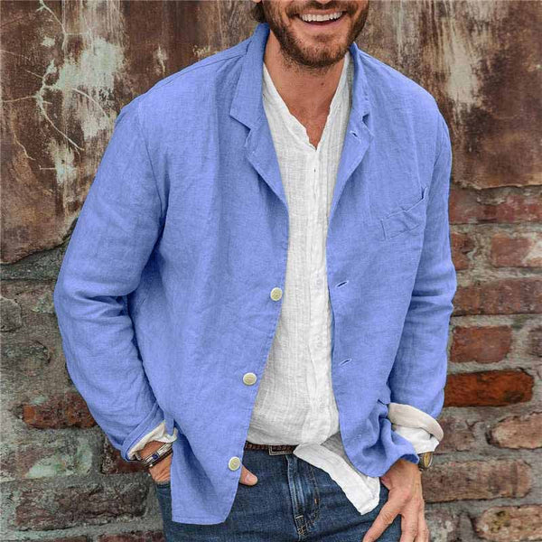 Men's Breathable Cotton-Linen Button-Up Jacket for Spring & Summer – Lightweight Casual Layer | Thomler