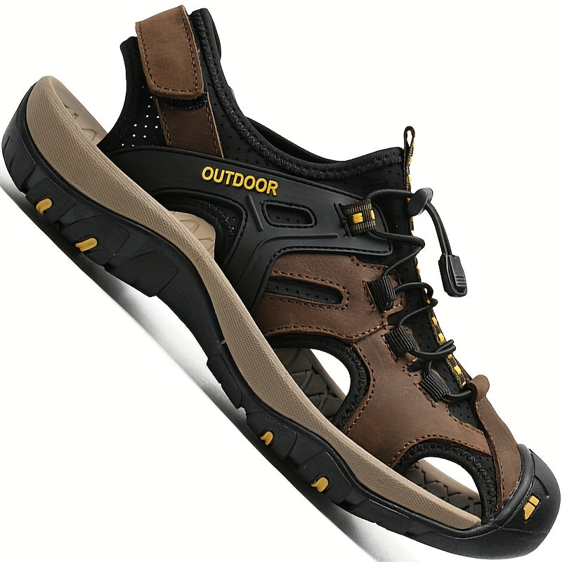 Men's Leather Fisherman Sandals with Closed Toe - Breathable Summer Sandals for Walking, Hiking & Casual Outdoor Wear | Thomler