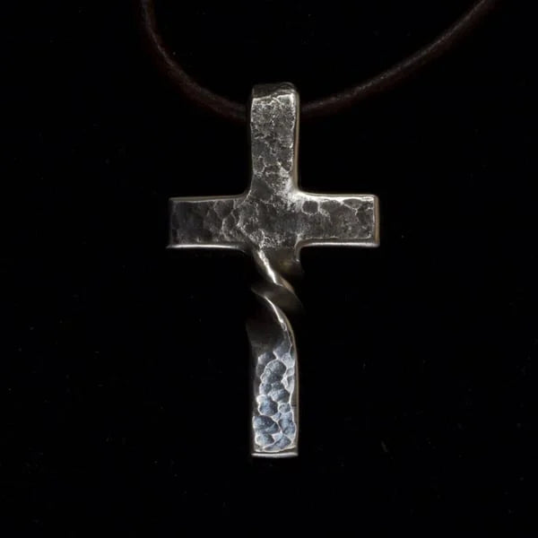 Artisan Cross Pendant Necklace with Adjustable Leather Cord for Men & Women | Handcrafted Religious Jewelry | Faith Gift | Thomler