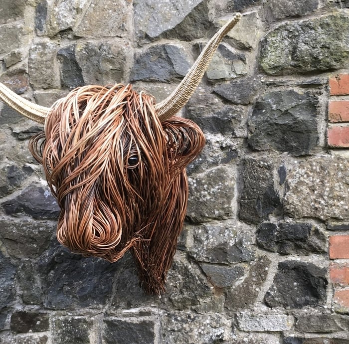 Wall Sculpture Reed Willow 63.0 cm Highland Bull Living Room Rustic Farmhouse Wall Decor | Thomler