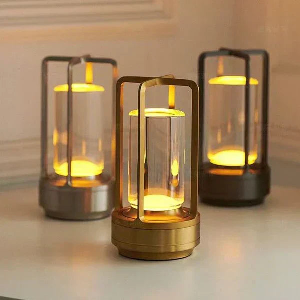 Table Lamp Crystal Glass USB Rechargeable 17.5 cm Warm White Bedroom Bedside Wireless Mood Lighting | Thomler