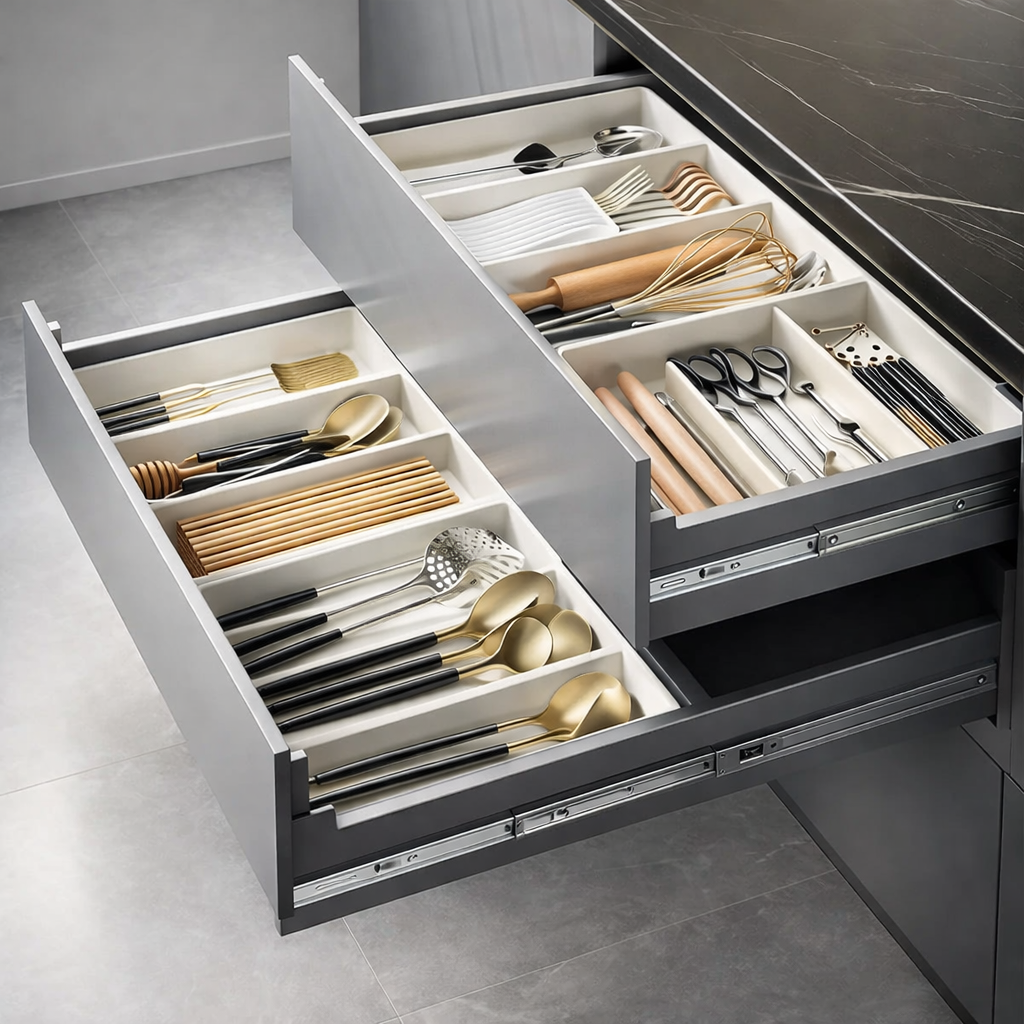 Drawer Organiser Plastic Adjustable Extendable Kitchen Cutlery Bathroom Desk Storage Tray Insert | Thomler