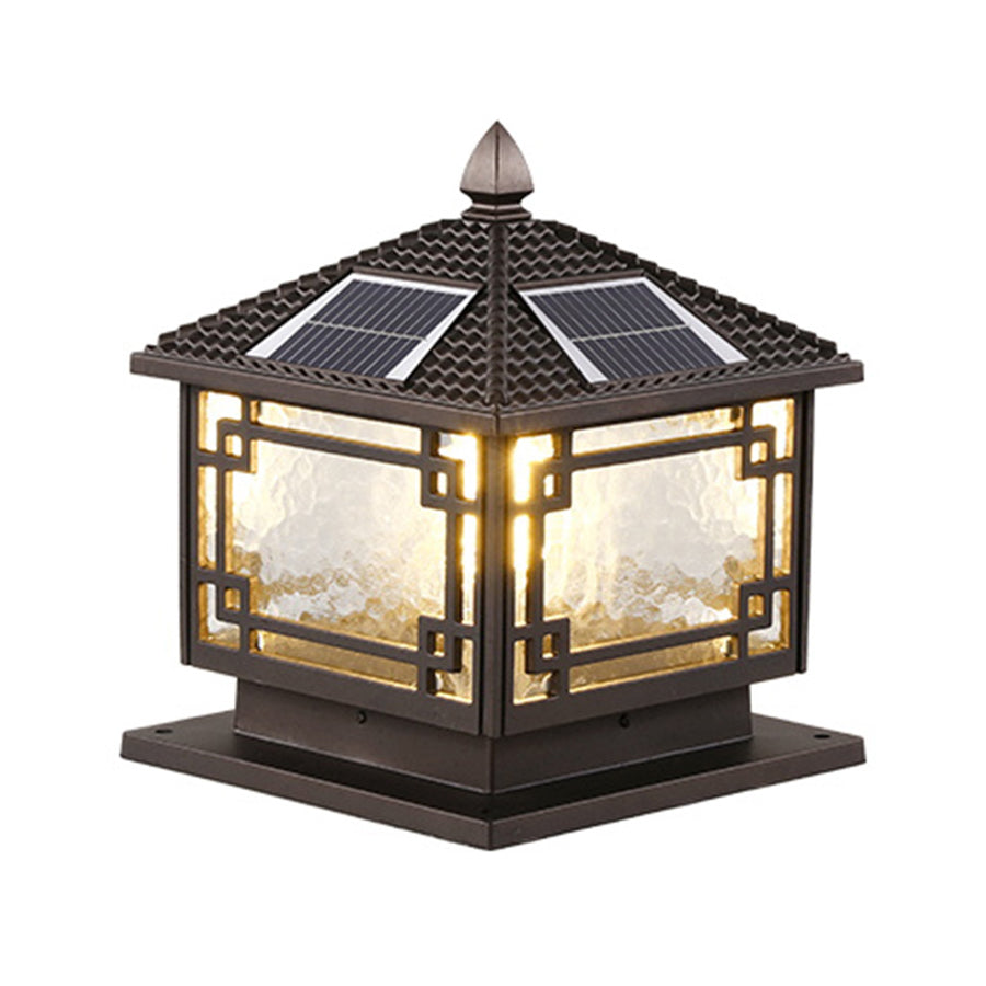 Traditional Post-Mount Garden Lantern – Coffee Gold Finish, All-Weather Aluminum, Glass Shade | Thomler