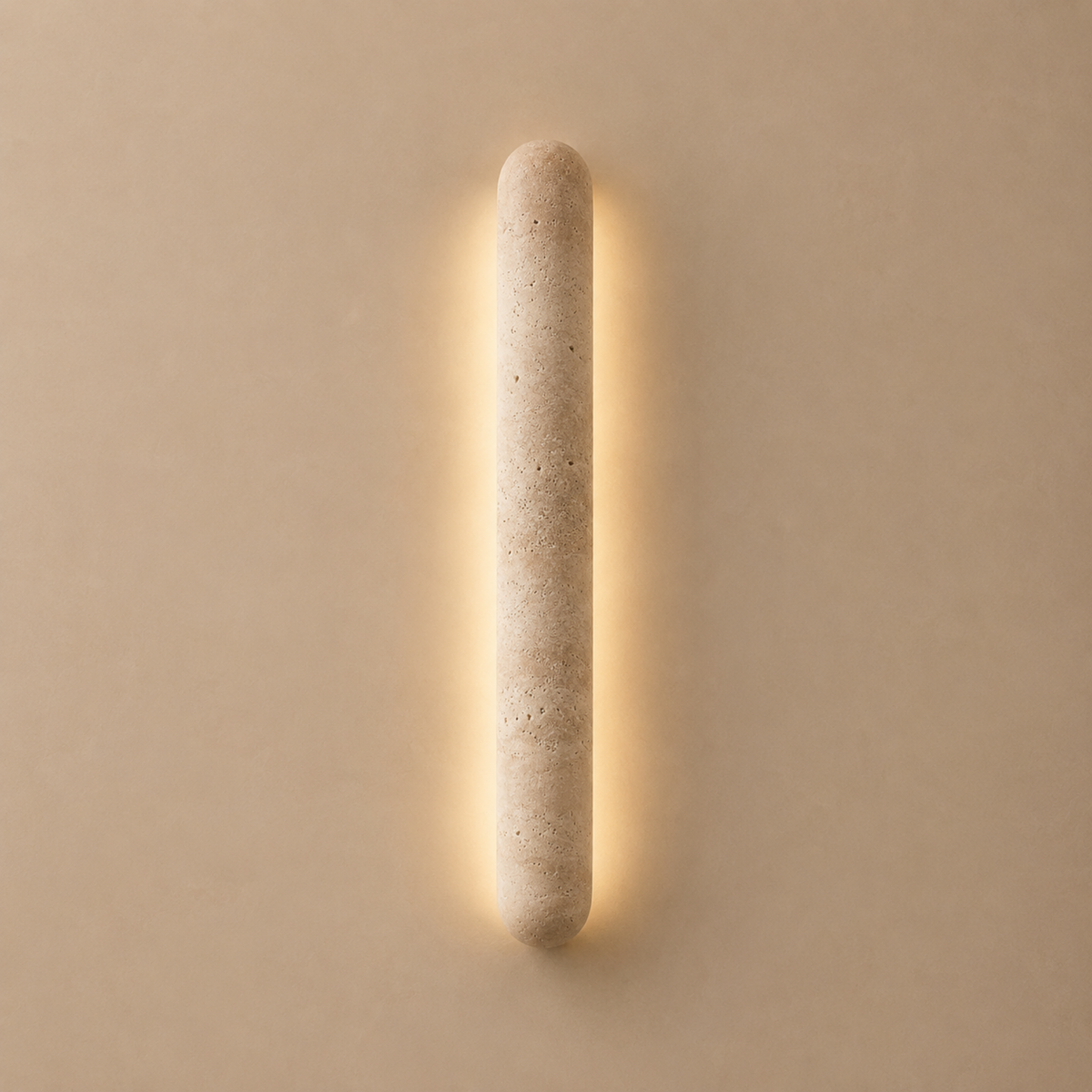 Cylindrical Stone Wall Sconce – Genuine Travertine Fixture with Warm LED Glow for Hallways, Bedrooms & Entryways | Thomler