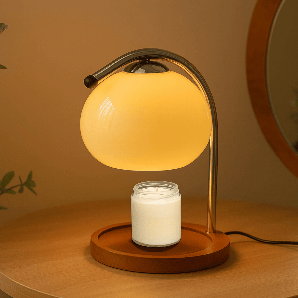 Handcrafted Art Glass LED Candle Warmer Lamp with Retro Design – Ambient Bedroom & Desk Light | Thomler