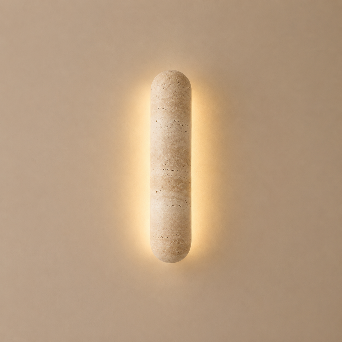 Cylindrical Stone Wall Sconce – Genuine Travertine Fixture with Warm LED Glow for Hallways, Bedrooms & Entryways | Thomler