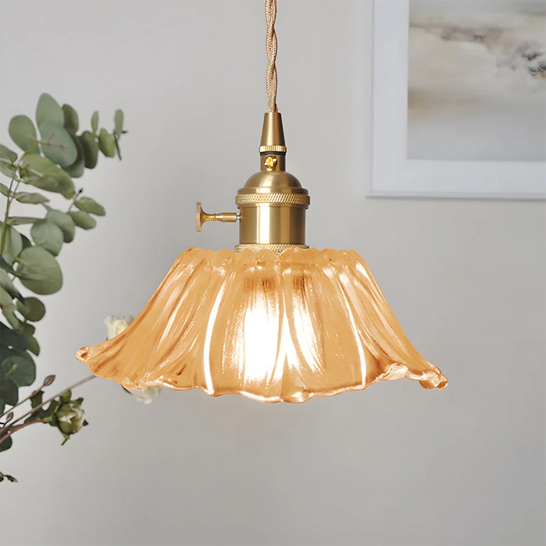 Pendant Light Ribbed Glass 28.0 cm Deep Red Dining Room Kitchen Island Hanging Ceiling Lamp Vintage E27 Adjustable Cord | Thomler