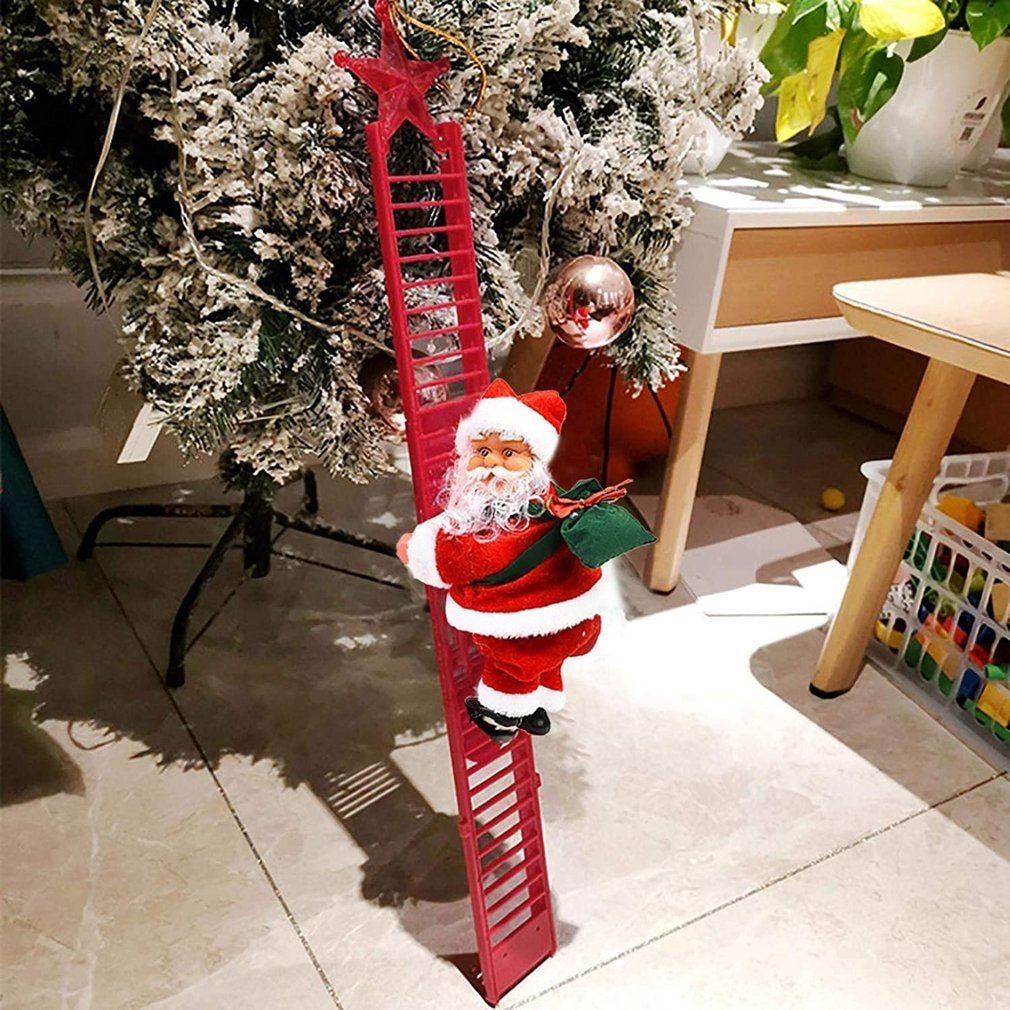 Musical Climbing Santa Figure with Ladder – Animated Holiday Decoration for Home | Thomler