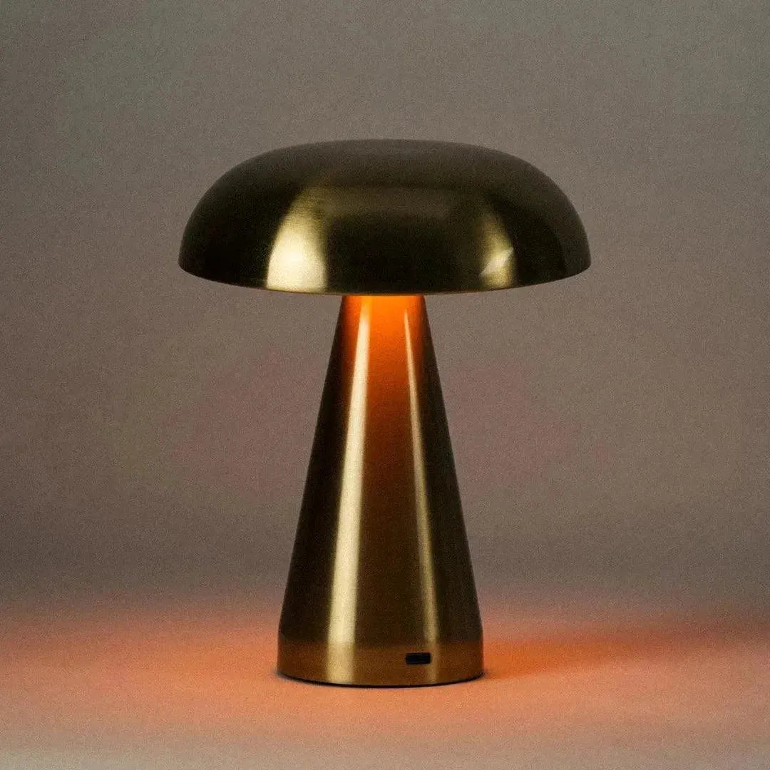Table Lamp Metal 21.5 cm Wireless Touch Rechargeable Brass Gold Indoor Outdoor Patio Bedside Ambient Lighting USB C | Thomler