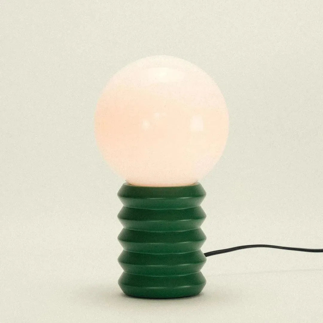 Table Lamp Solid Wood 28.0 cm Frosted Glass Globe Green Bedroom Bedside Retro Accent Mood Lighting Decorative Lamp | Thomler