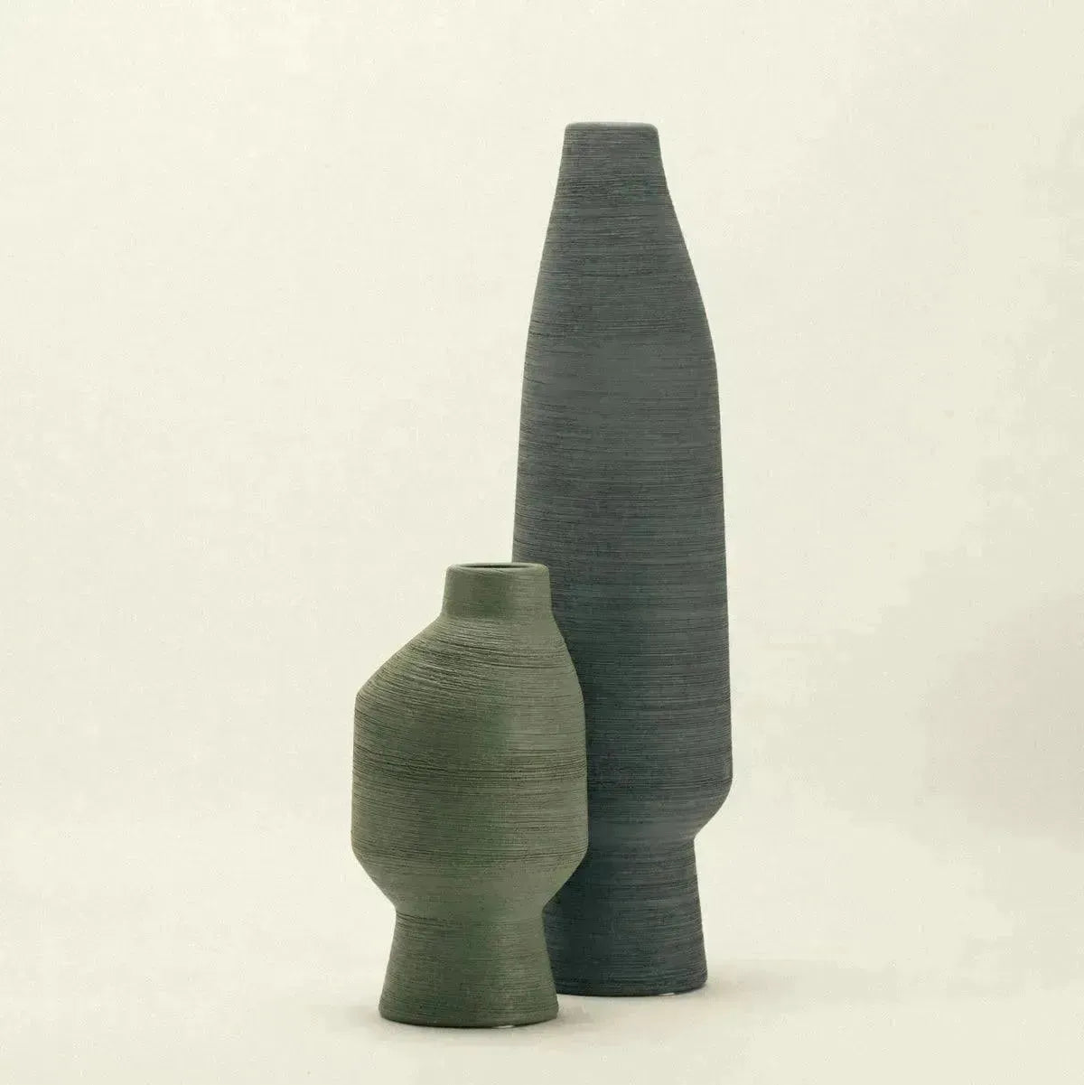 Vase Ceramic Organic Shape 20.0 cm Olive Green Living Room Dining Table Decorative Sculpture Japandi Interior Accent | Thomler