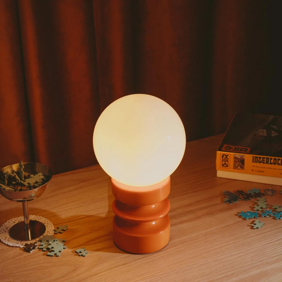 Table Lamp Solid Wood Frosted Glass 28.0 cm Retro Bedroom Living Room Mood Lighting Vintage Accent Lamp | Thomler