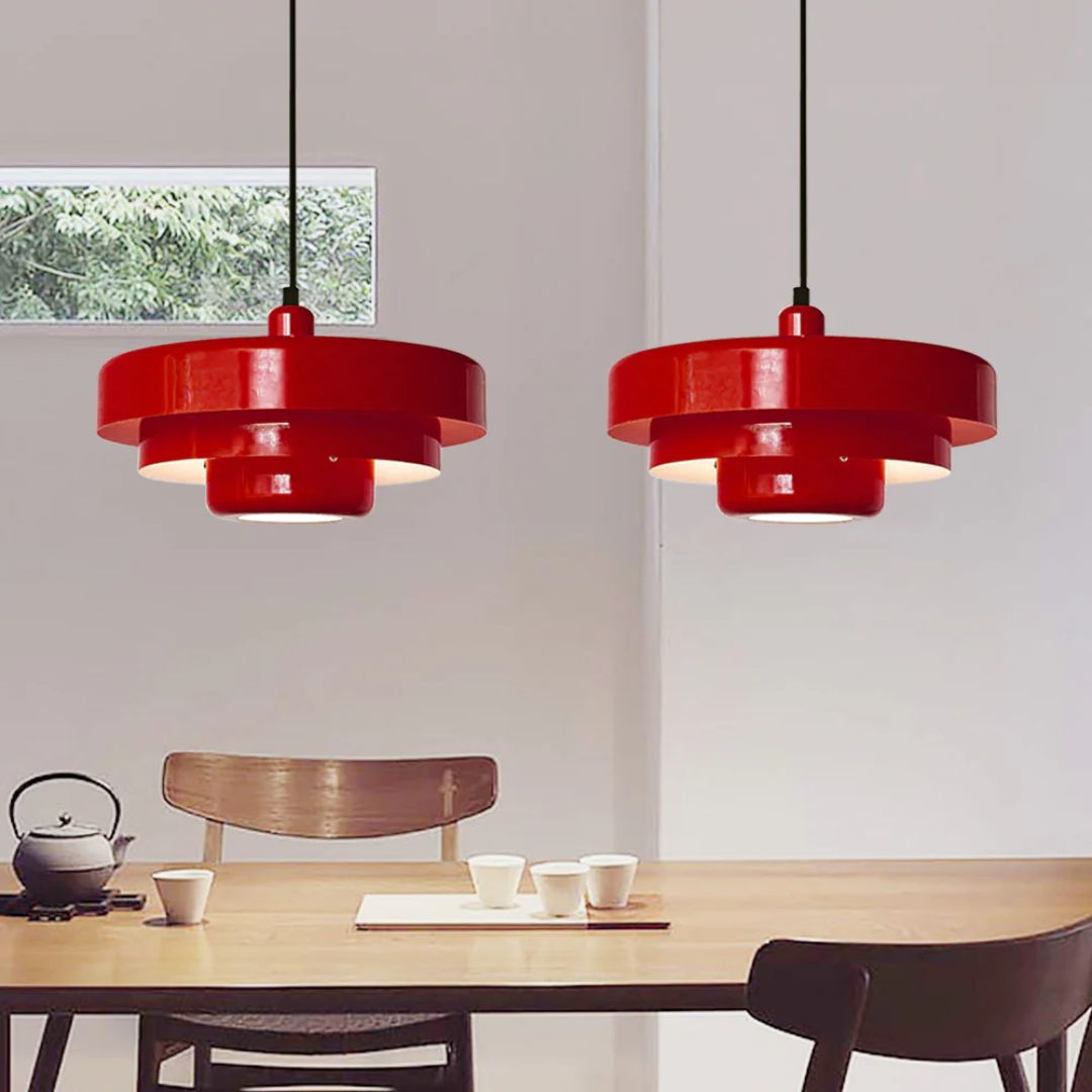 Pendant Light Laminated Metal Ø35.0 cm Adjustable Orange Dining Room Living Room Hanging Ceiling Lamp | Thomler
