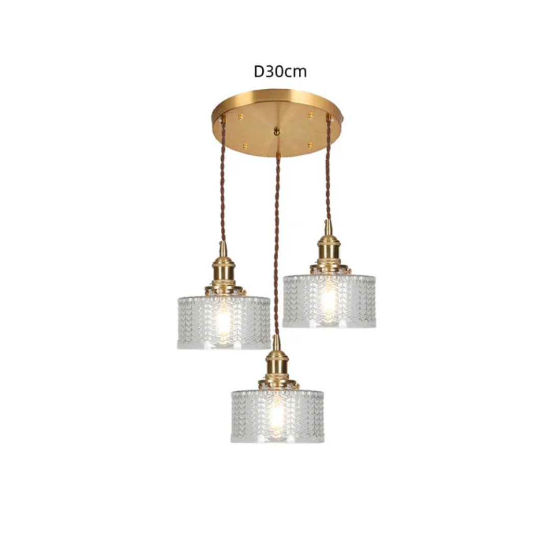 Pendant Light Ribbed Glass E27 Green Adjustable 150.0 cm Dining Room Kitchen Island Hanging Ceiling Lamp | Thomler