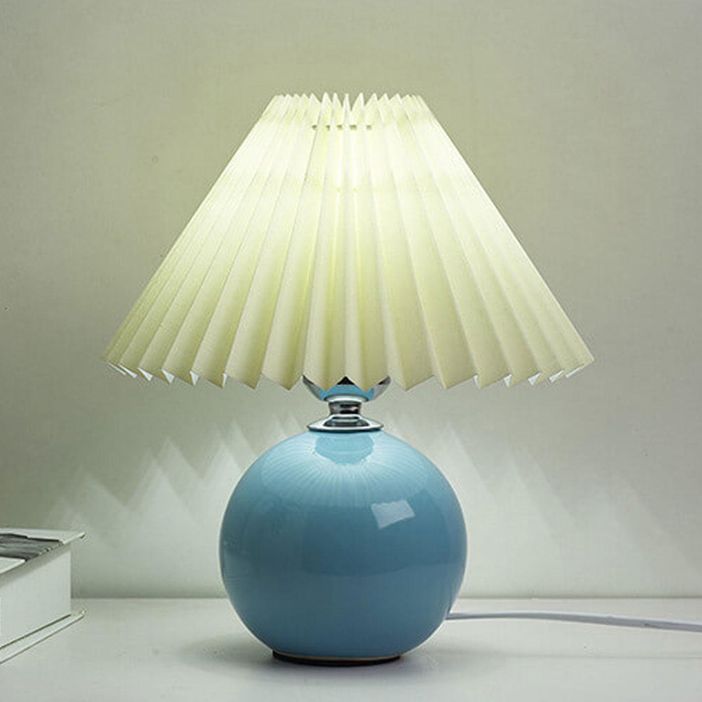 Table Lamp Ceramic 11 in x 9.5 in Modern Bedside Living Room Study LED E26 Fabric Shade | Thomler