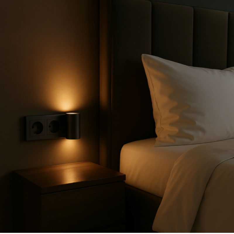 Plug-In Dimmable Night Light with Auto Sensor – Adjustable LED Wall Lamp for Bedroom, Hallway & Bathroom | Thomler