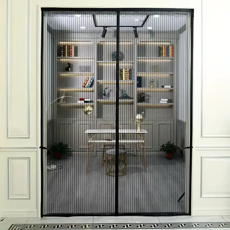 Magnetic Mesh Screen Door Self-Closing Hands-Free Entry Insect Protection Summer Ventilation Black White 31-47 in Patio Balcony RV Home | Thomler