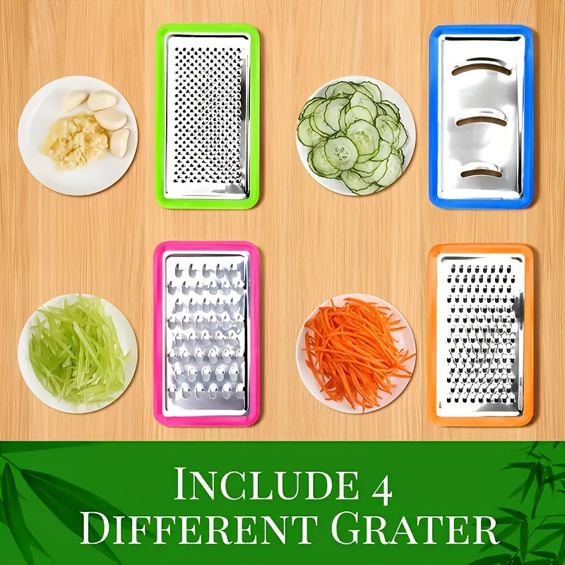 Bamboo Chopping Board with Slide-Out Prep Trays & 4-Piece Grater Set – All-in-One Food Prep Station for Home Kitchens | Thomler