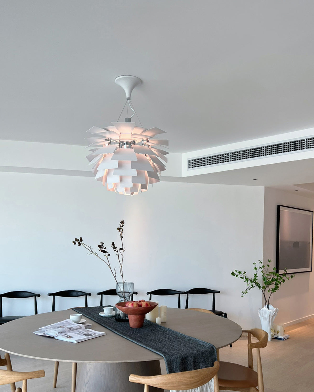 Pendant Light Metal Pinecone 20 in Adjustable Living Room Dining Area Chandelier Decorative Ceiling Fixture | Thomler